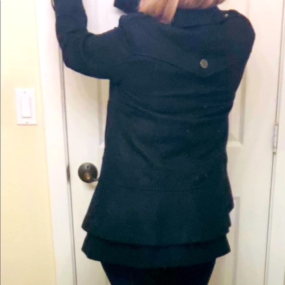 Guess Jackets & Blazers - EUC GUESS BLK Peplum Pea Coat w/ ruffle! Large